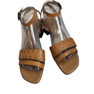 Enzo Angiolini Leather Sandals, Size 8 1/2 M, Saddle Tan